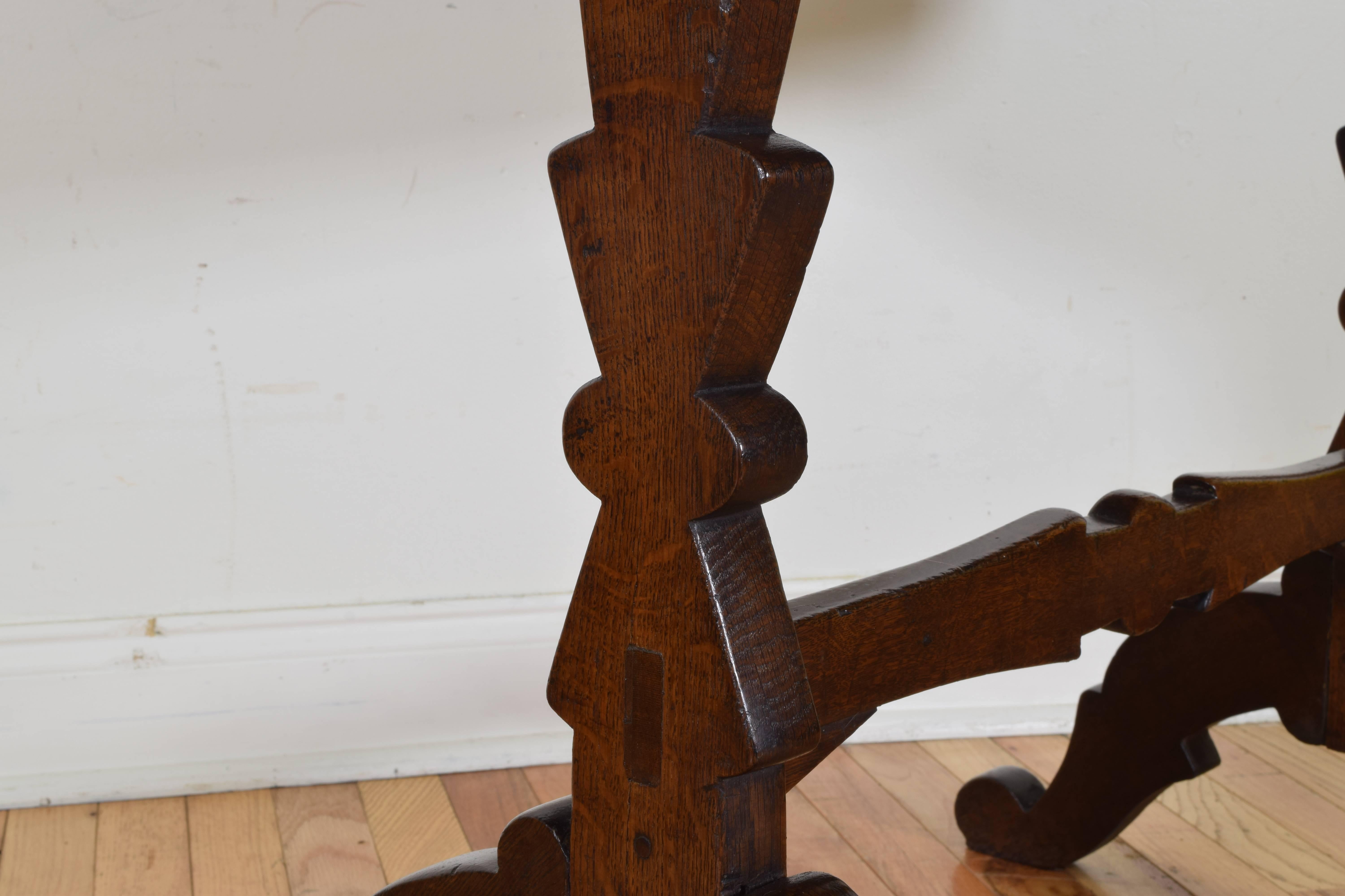 French Art Popular Style Oak Veneered Table from the Restauration Period 1