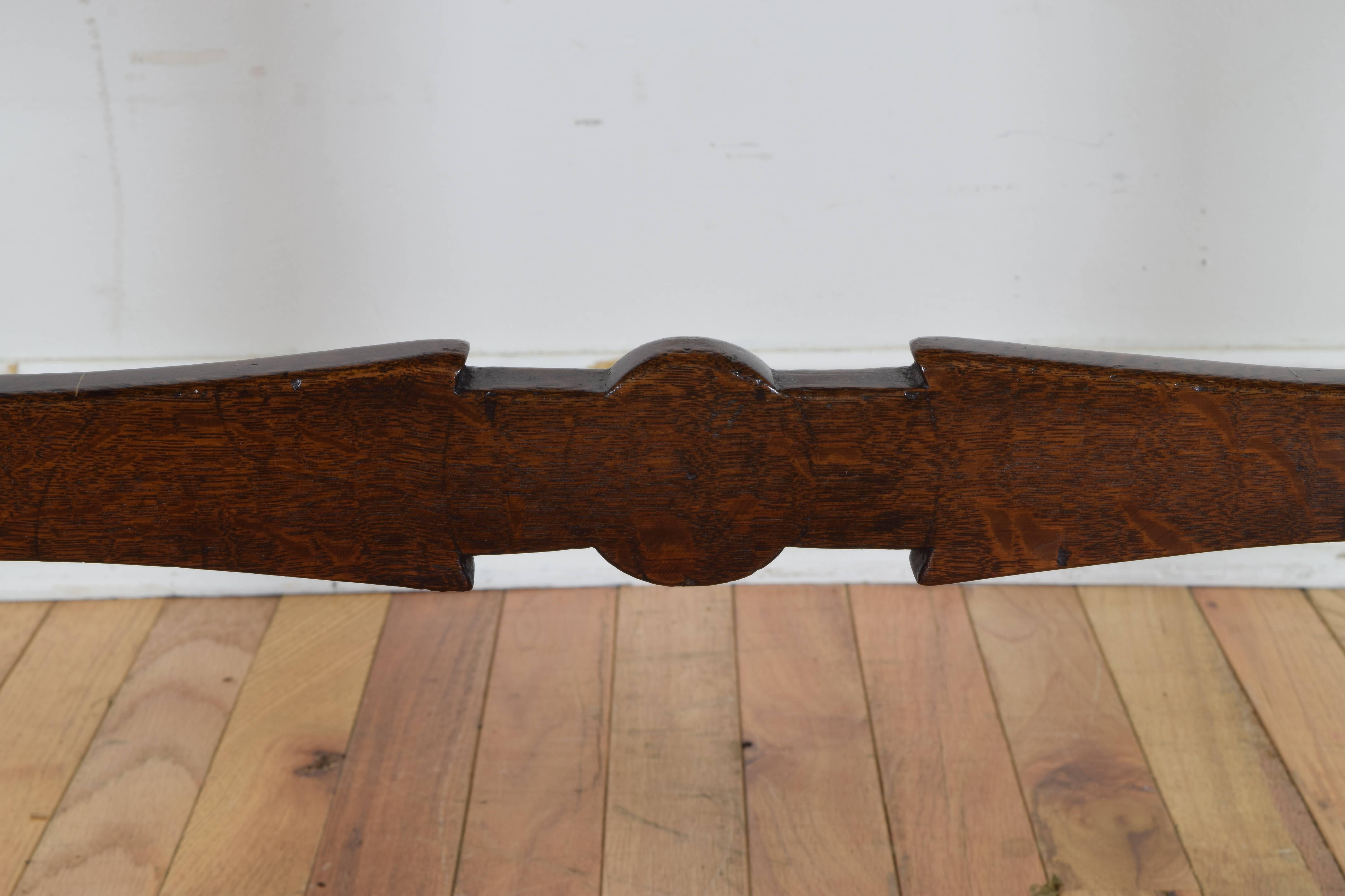 French Art Popular Style Oak Veneered Table from the Restauration Period 2