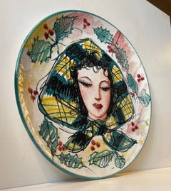 French Art Pottery Charger or Wall Plaque, Signed, 1960s