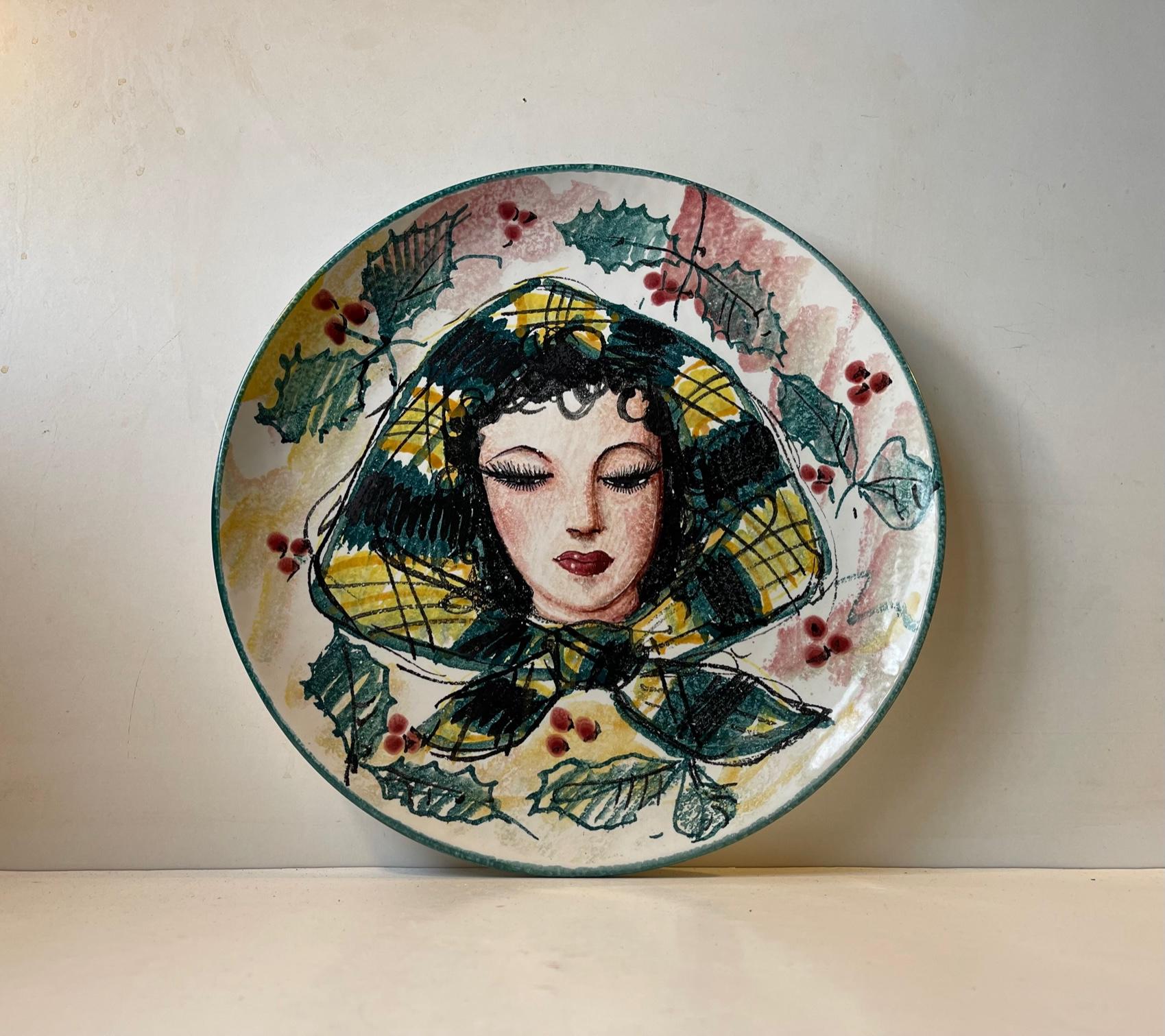 Mid-20th Century French Art Pottery Charger or Wall Plaque, Signed, 1960s For Sale