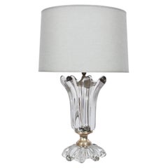 Französische Art Vannes Tischlampe "Wave Splash" aus klarem Kristall, um 1950