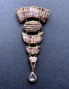 French Articulate Talosel Brooch with Glass Inlay by Line Vautrin Branded