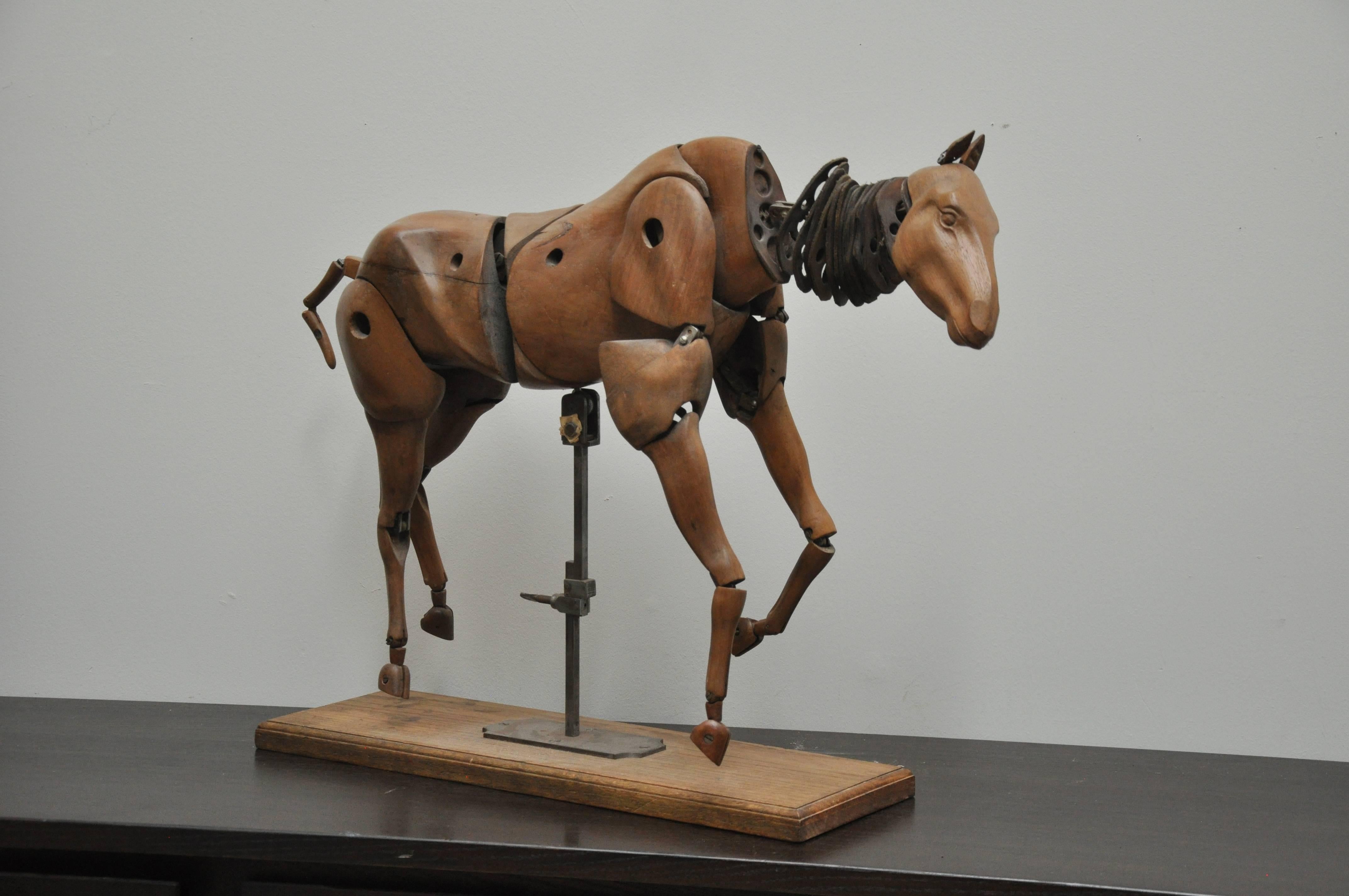 Leather French Articulated Artist's Model of a Horse
