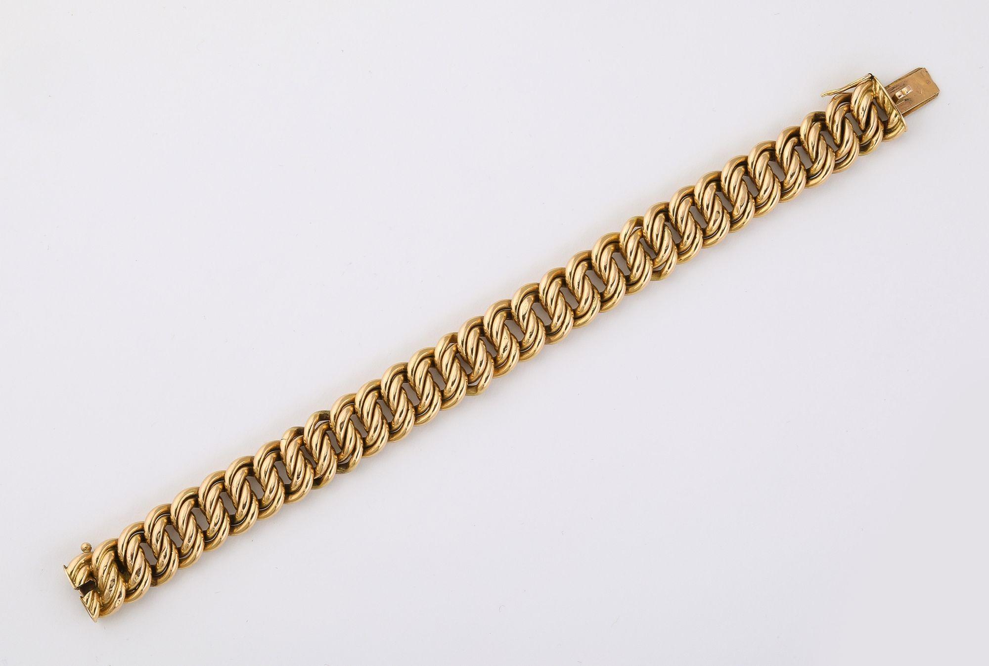 Rétro Bracelet français articulé à maillons Classic en or 18K en vente