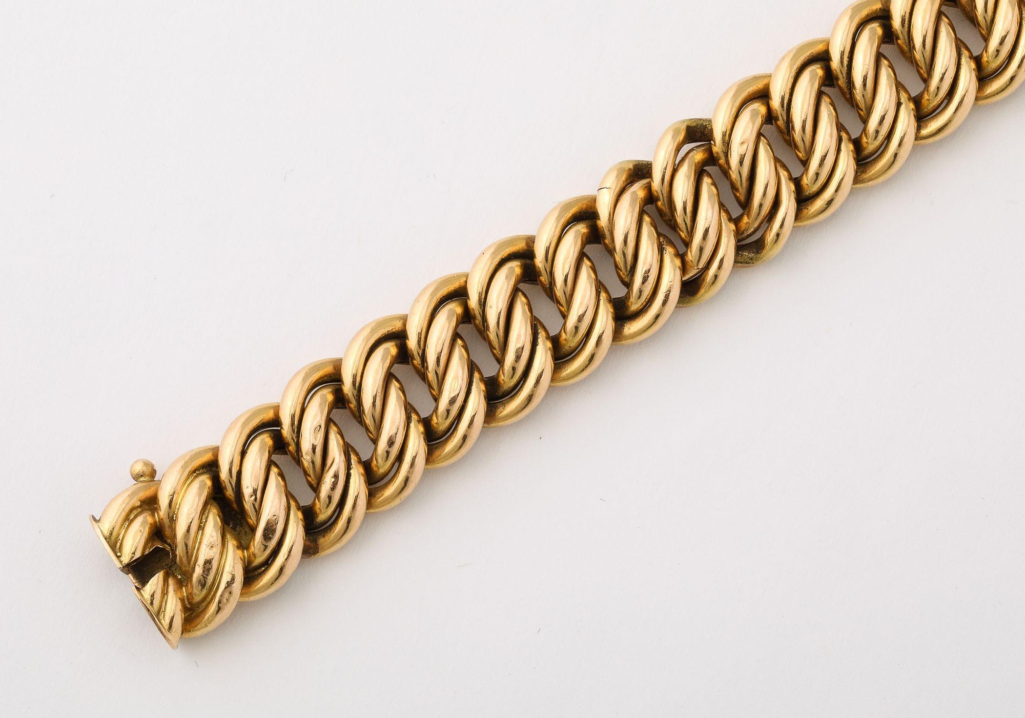 Bracelet français articulé à maillons Classic en or 18K Bon état - En vente à New York, NY