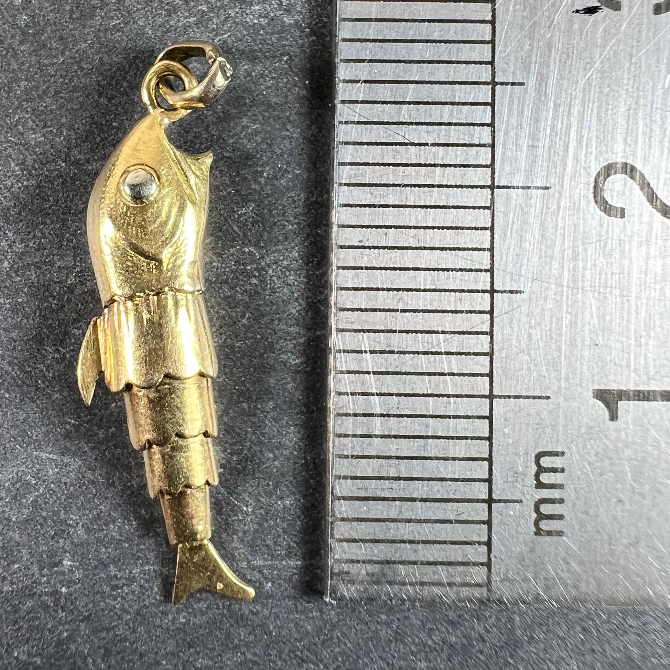 Pendentif breloque français articulé en or jaune et blanc 18 carats en vente 6