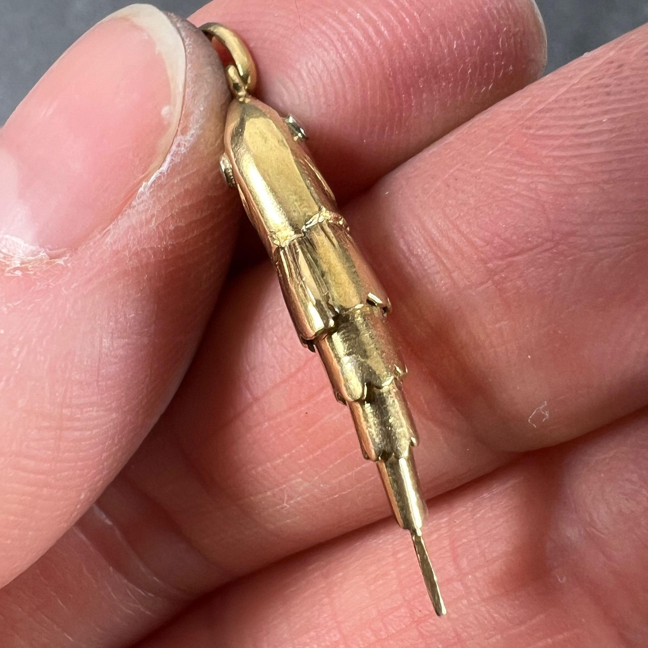 French Articulated Fish 18K Yellow Gold White Gold Charm Pendant 3