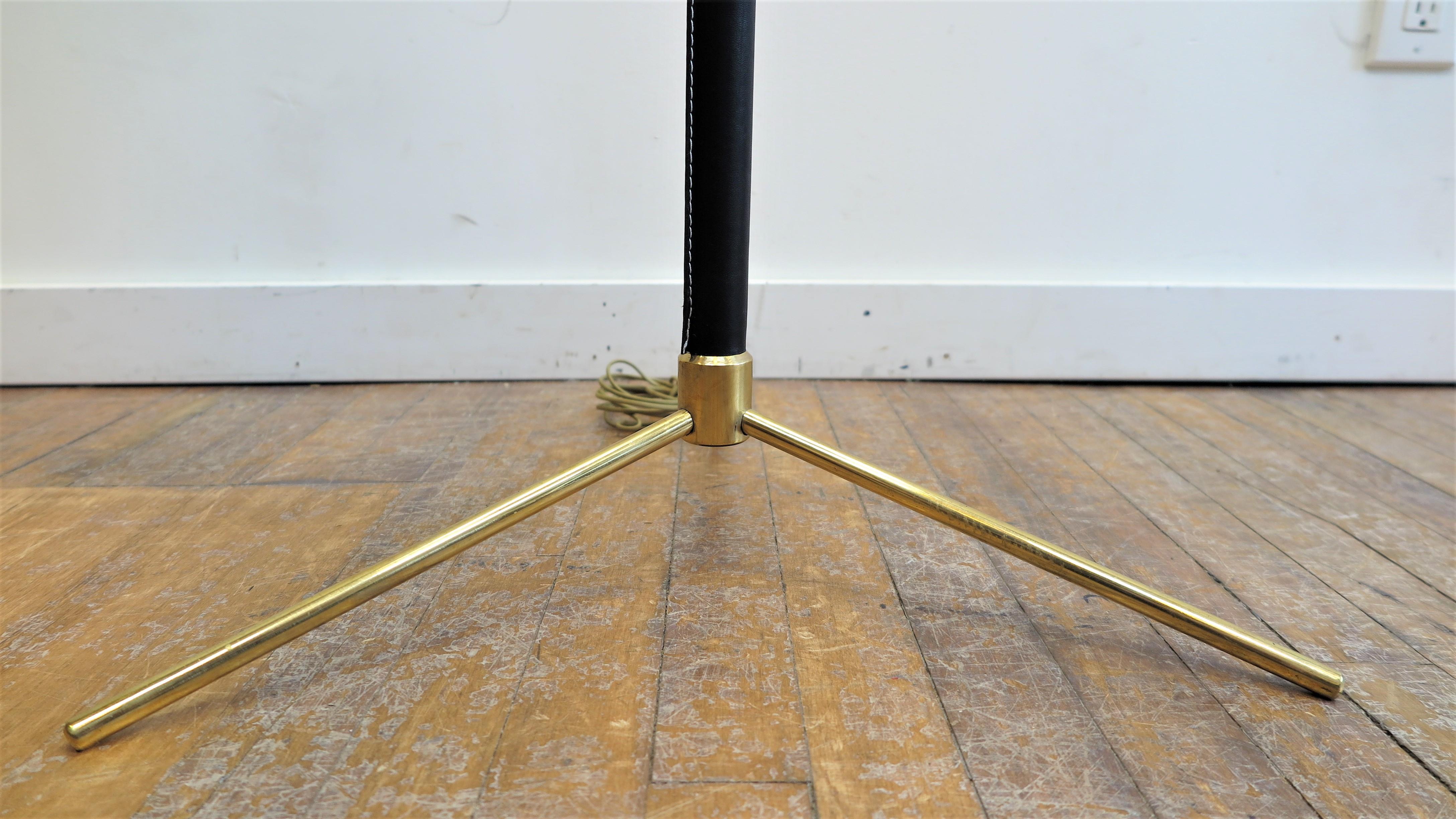 Brass French Articulating Floor Lamp Jacques Adnet 