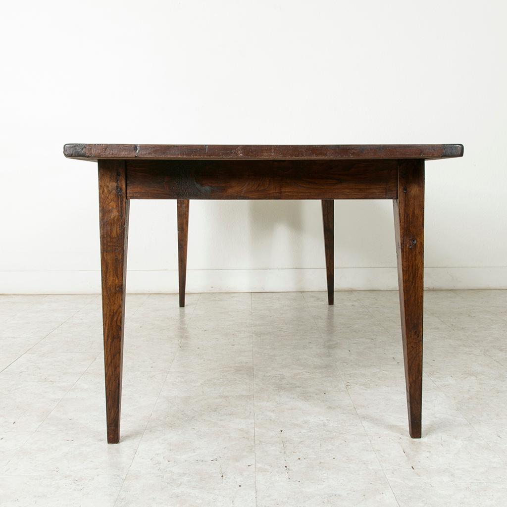 Early 20th Century French Artisan-Made Oak and Poplar Farm Table or Dining Table with Drawer