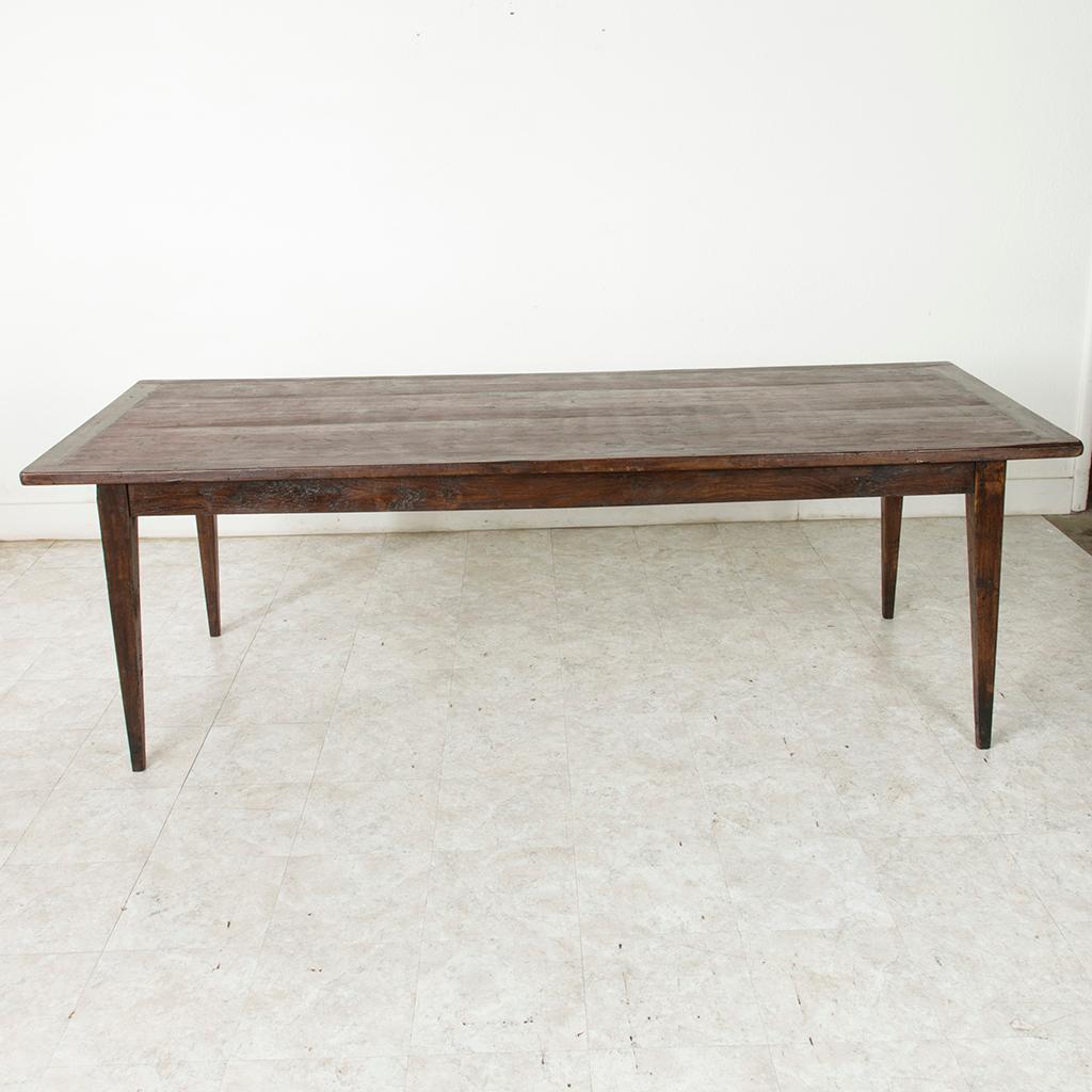 French Artisan-Made Oak and Poplar Farm Table or Dining Table with Drawer 1