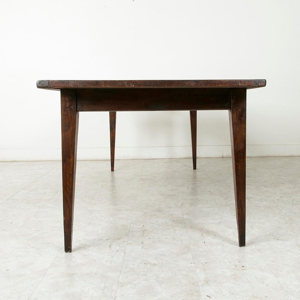 French Artisan-Made Oak and Poplar Farm Table or Dining Table with Drawer 4