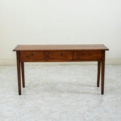 French Artisan Made Oak Console Table or Sofa Table with Drawers, circa 1900