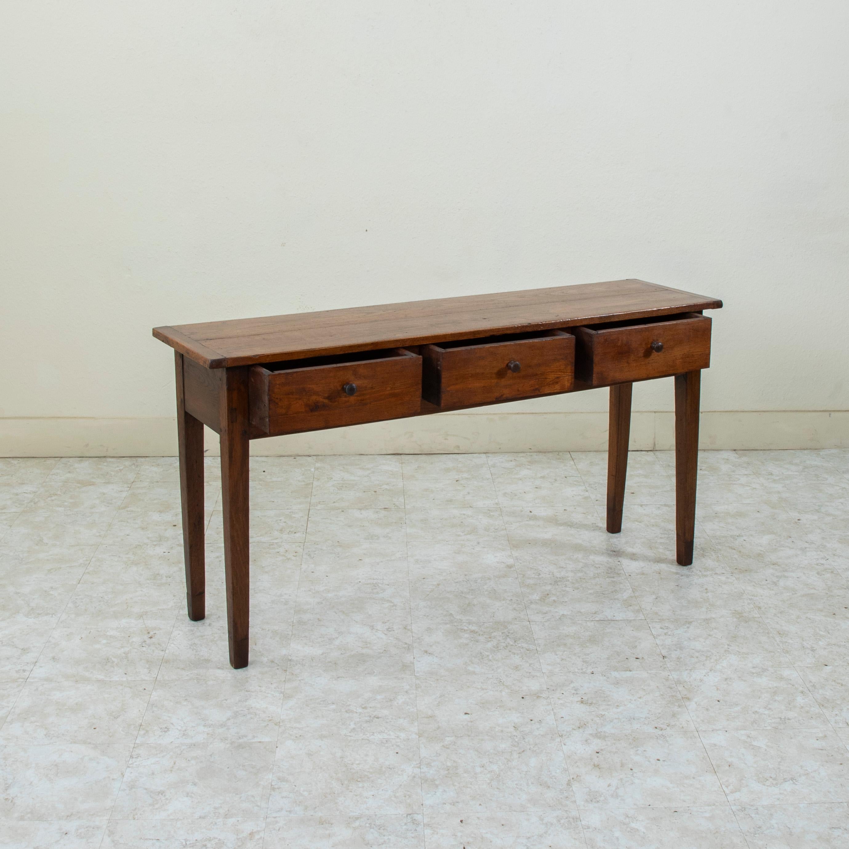 Table console ou table de canapé en Oak avec tiroirs, circa 1900 en vente 1