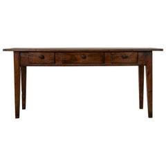 French Artisan Made Oak Console Table or Sofa Table with Drawers, circa 1900