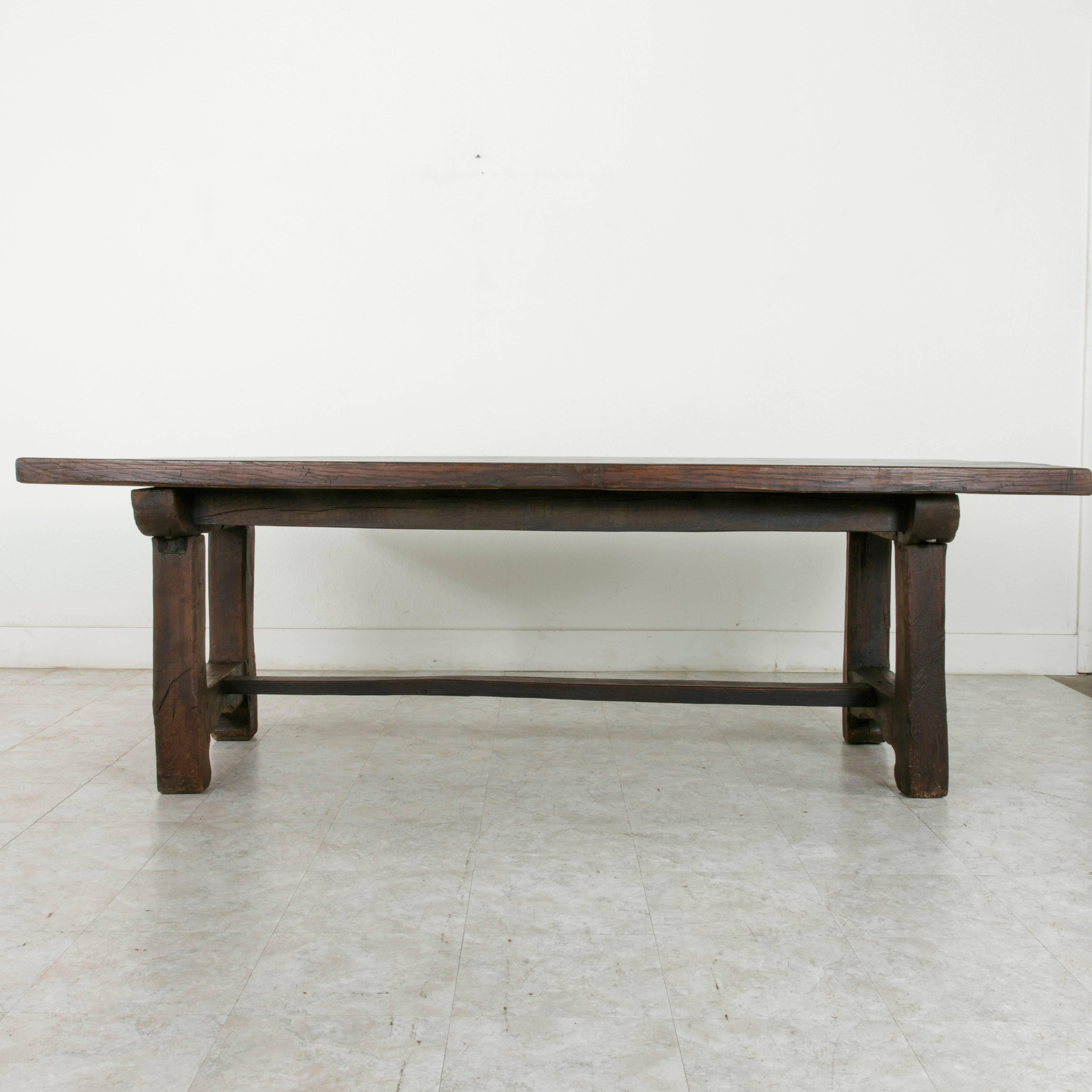 Rustic French Artisan-Made Oak Farm Table Dining Table Made from 18th Century Beams