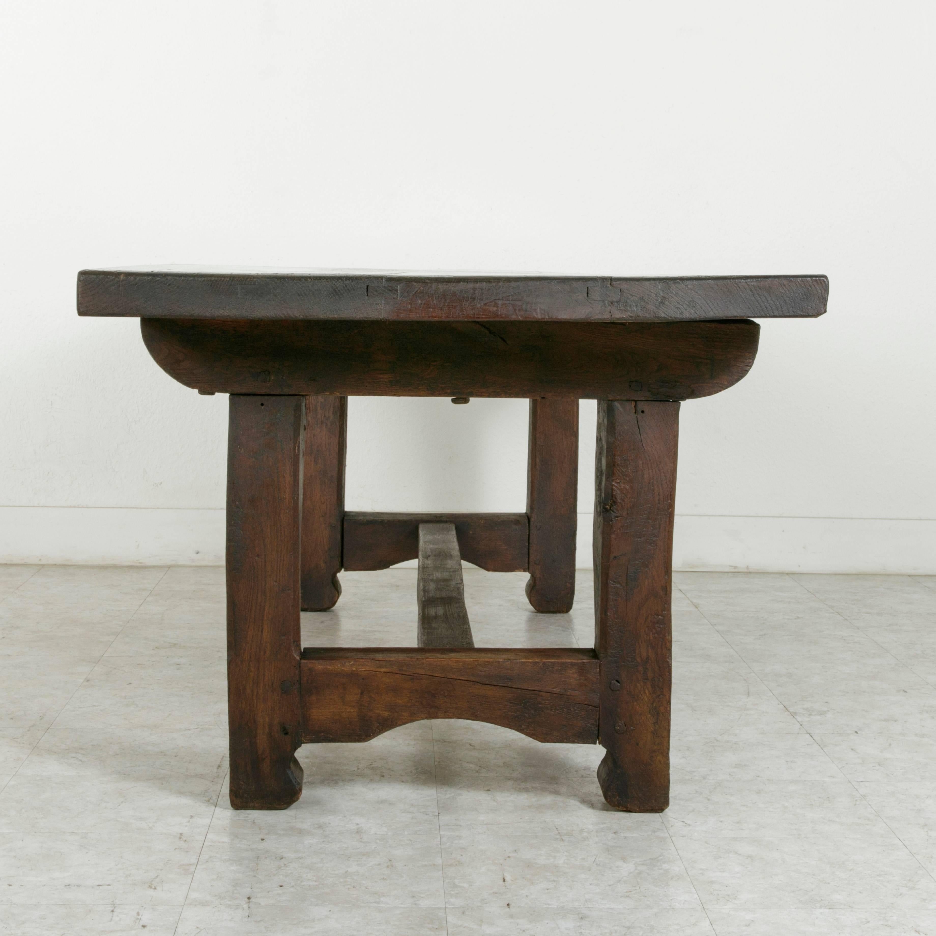 French Artisan-Made Oak Farm Table Dining Table Made from 18th Century Beams 1