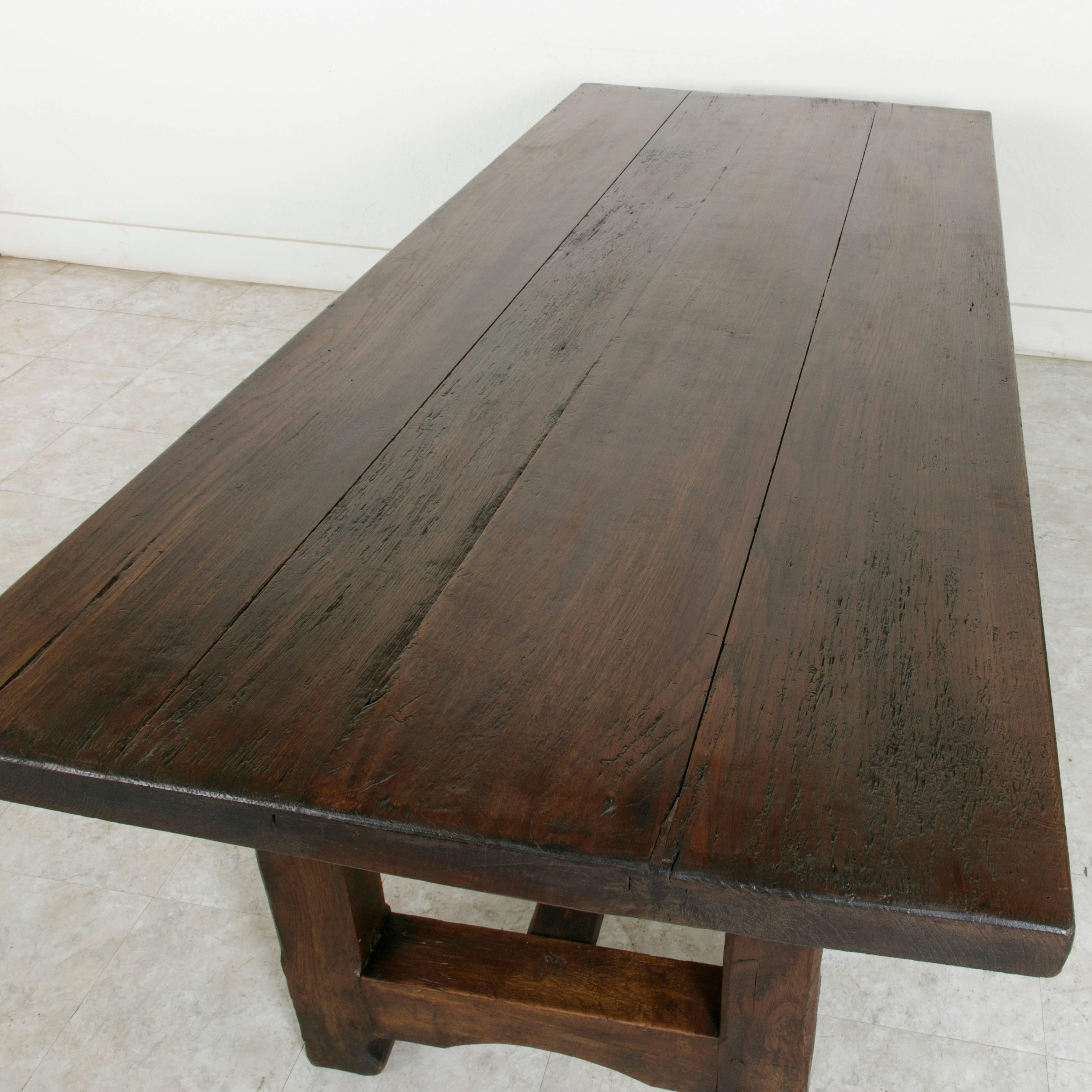 French Artisan-Made Oak Farm Table Dining Table Made from 18th Century Beams 3