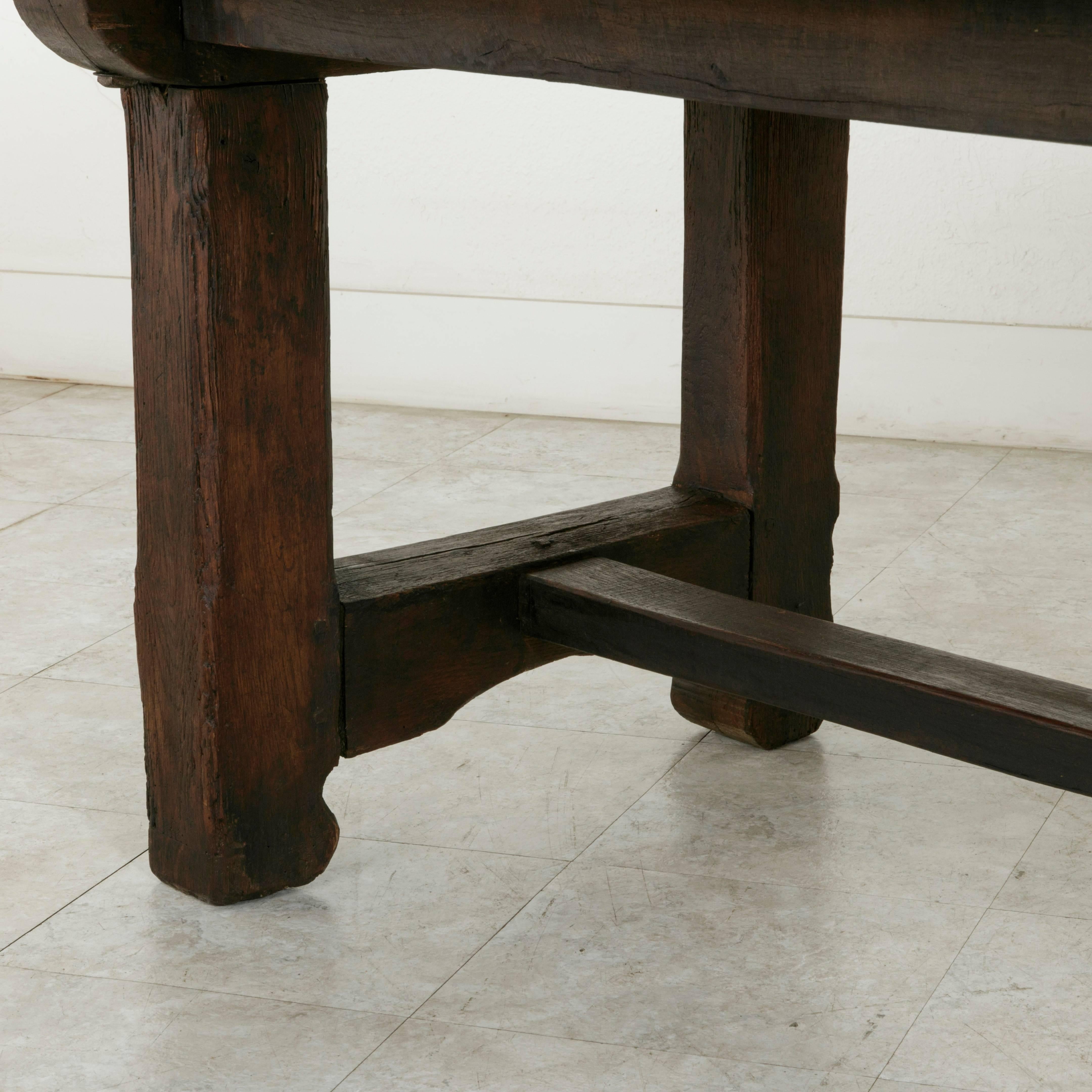 French Artisan-Made Oak Farm Table Dining Table Made from 18th Century Beams 4