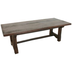 French Artisan-Made Oak Farm Table Dining Table Made from 18th Century Beams