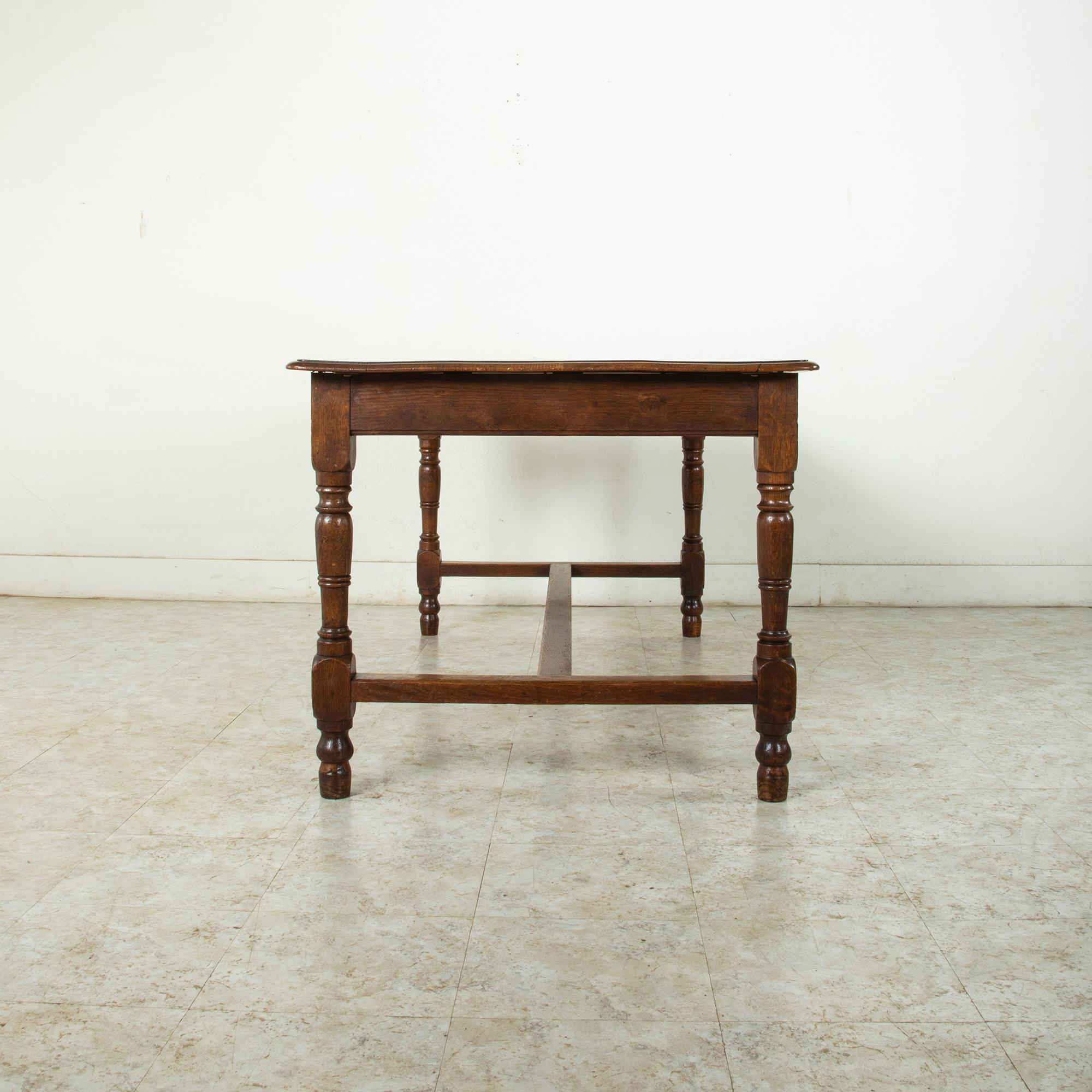 Rustic French Artisan Made Oak Farm Table or Dining Table, circa 1900