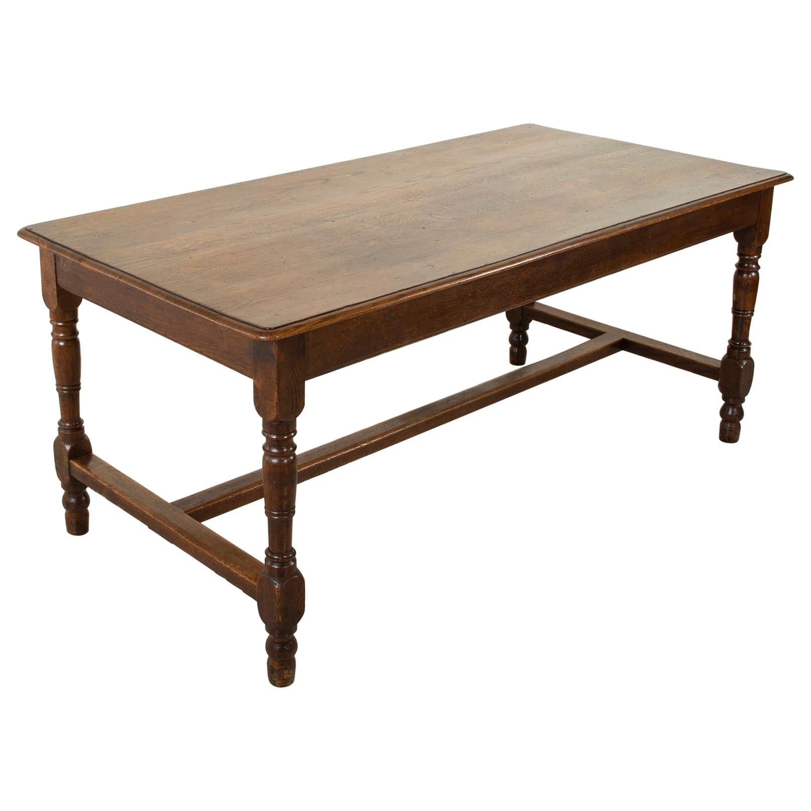 French Artisan Made Oak Farm Table or Dining Table, circa 1900