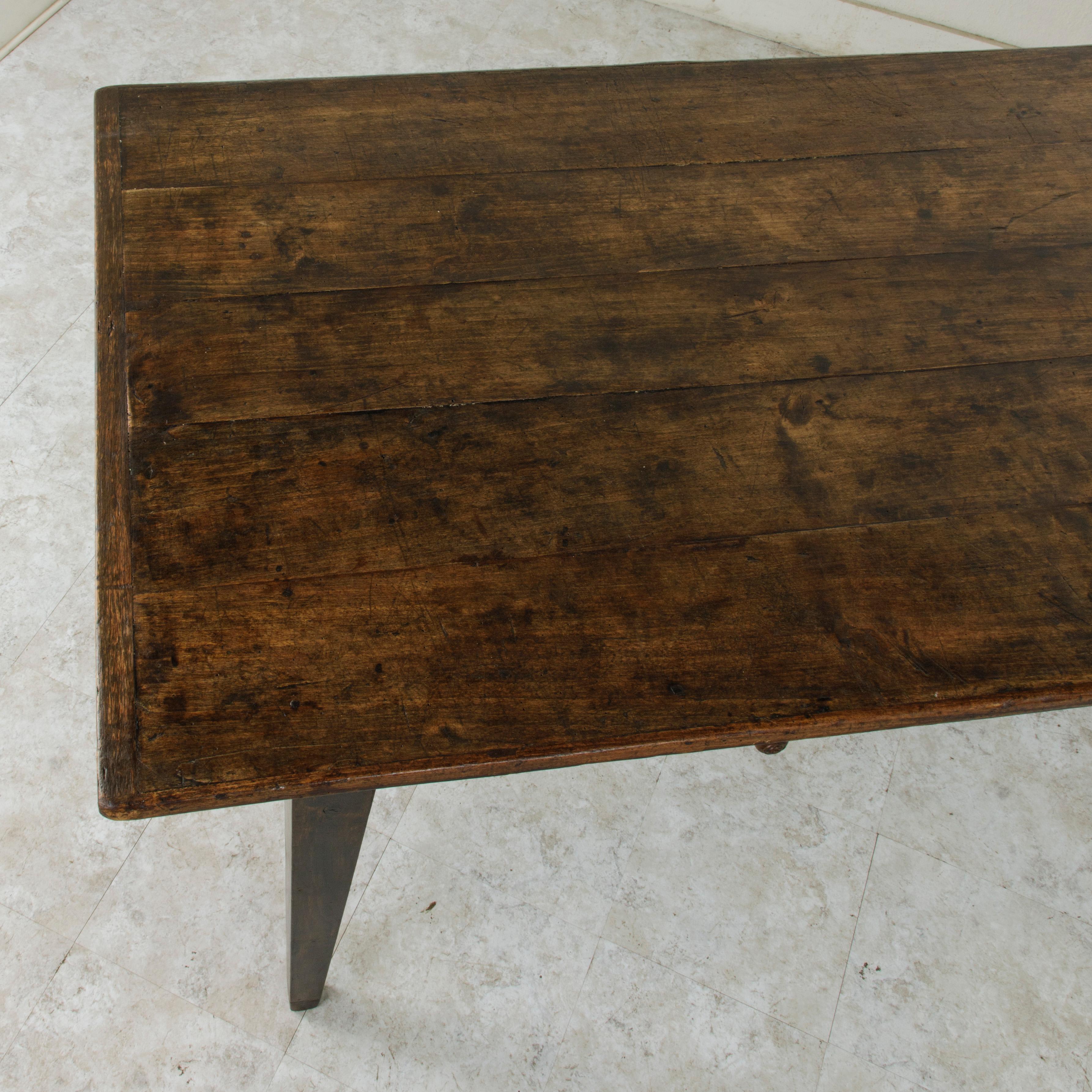 French Artisan Made Oak Farm Table or Dining Table with Cutting Board 7