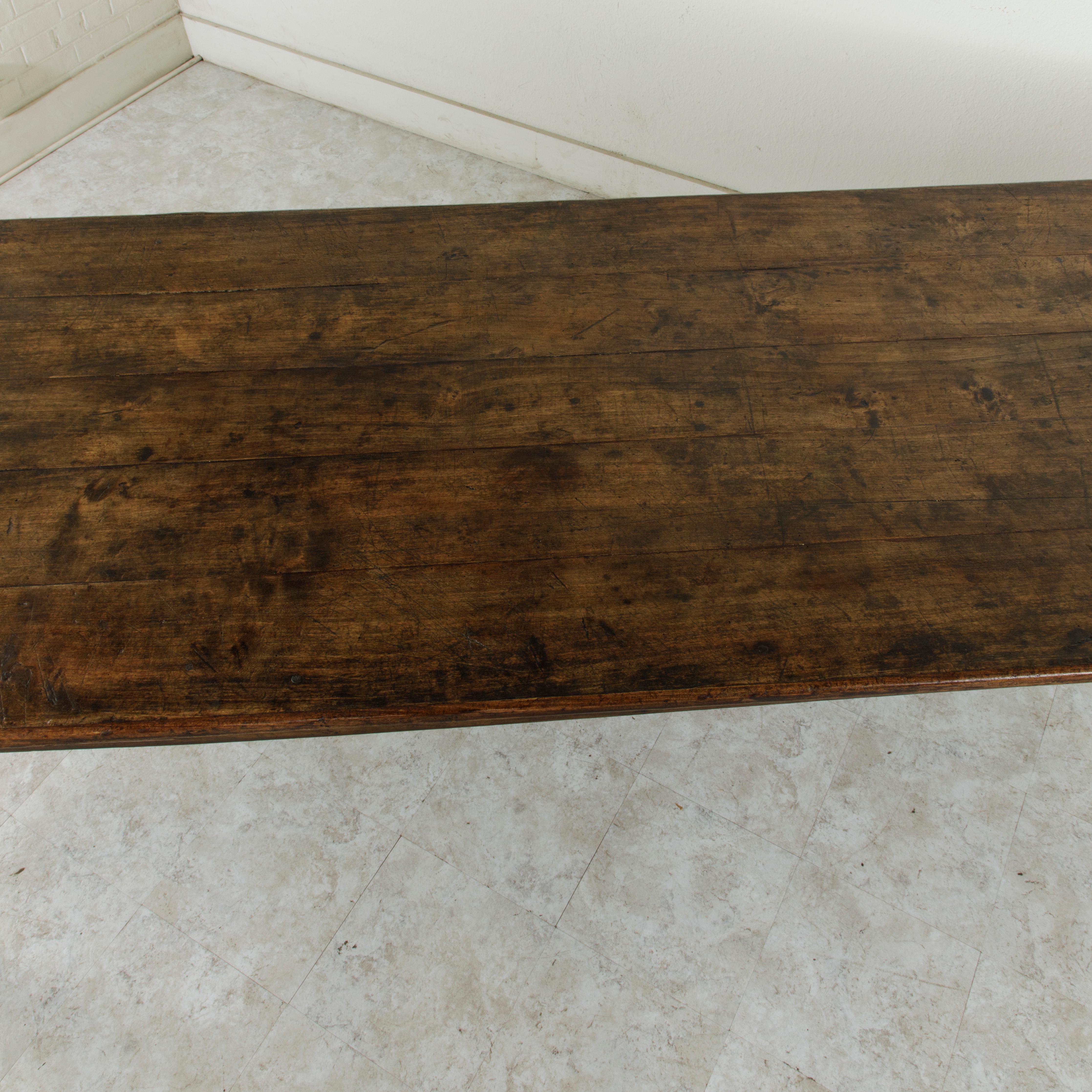 French Artisan Made Oak Farm Table or Dining Table with Cutting Board 8
