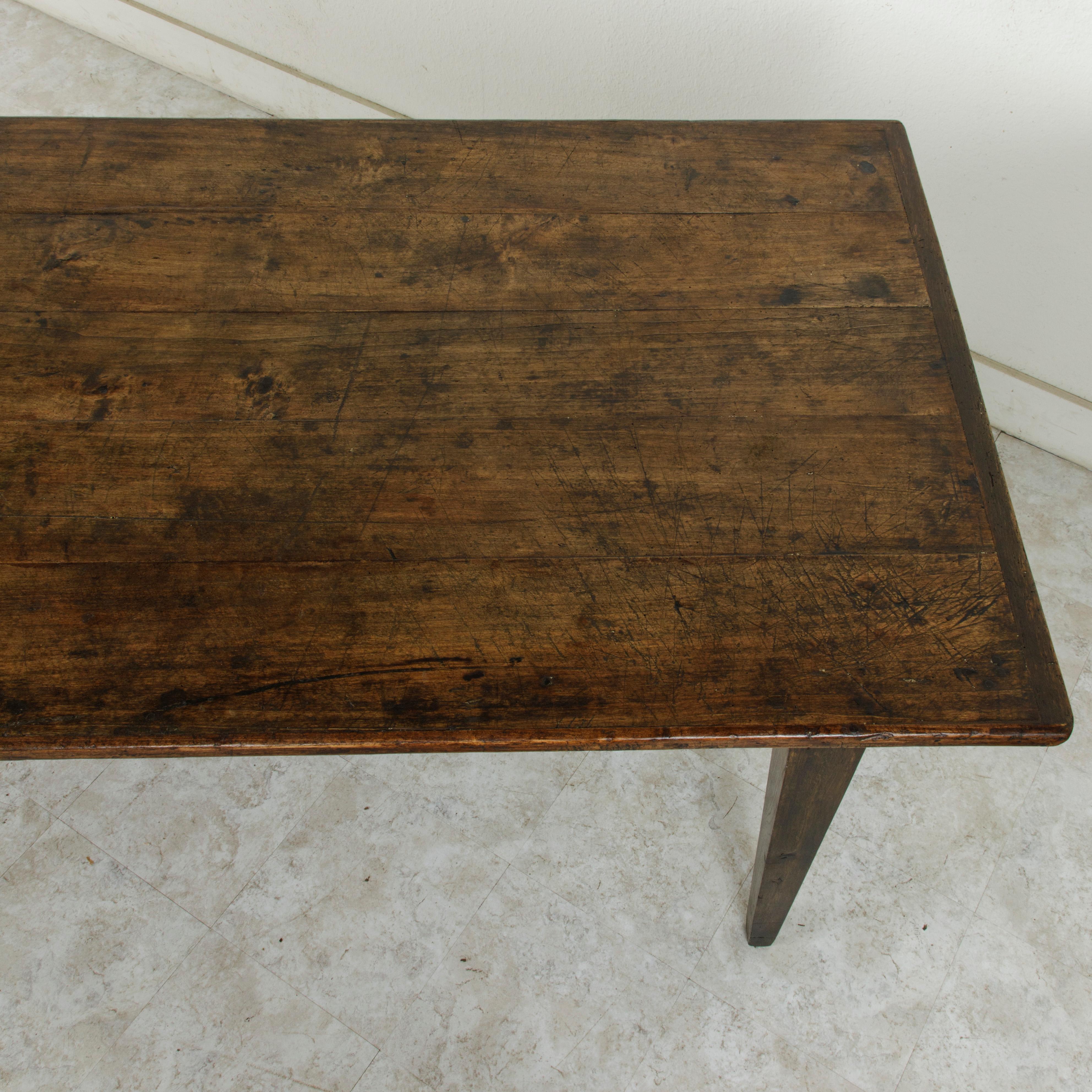 French Artisan Made Oak Farm Table or Dining Table with Cutting Board 9