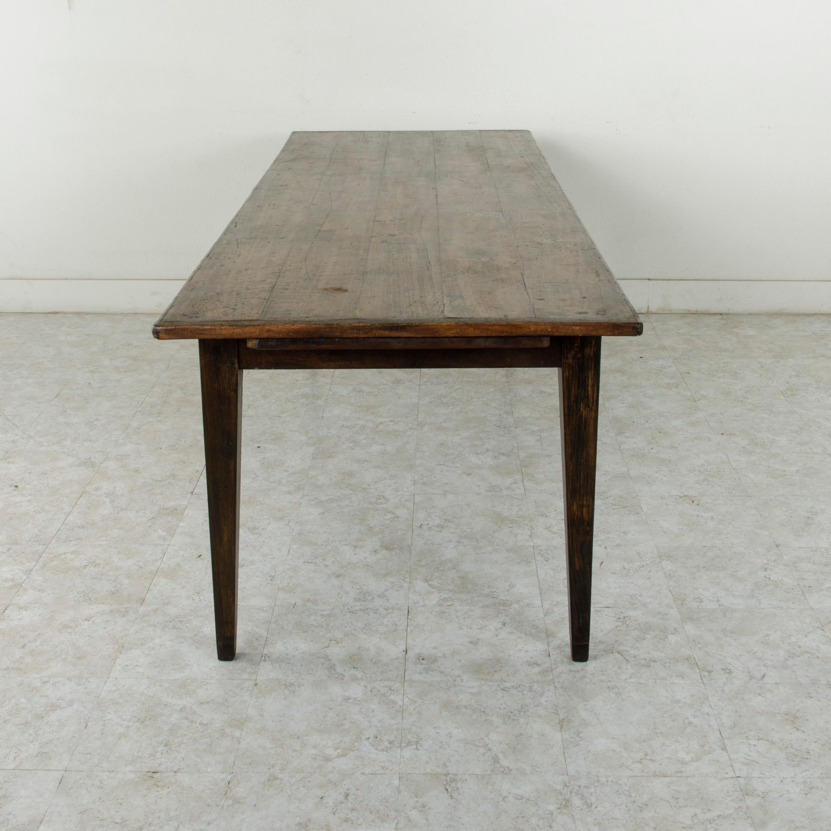 Early 20th Century French Artisan Made Oak Farm Table or Dining Table with Cutting Board