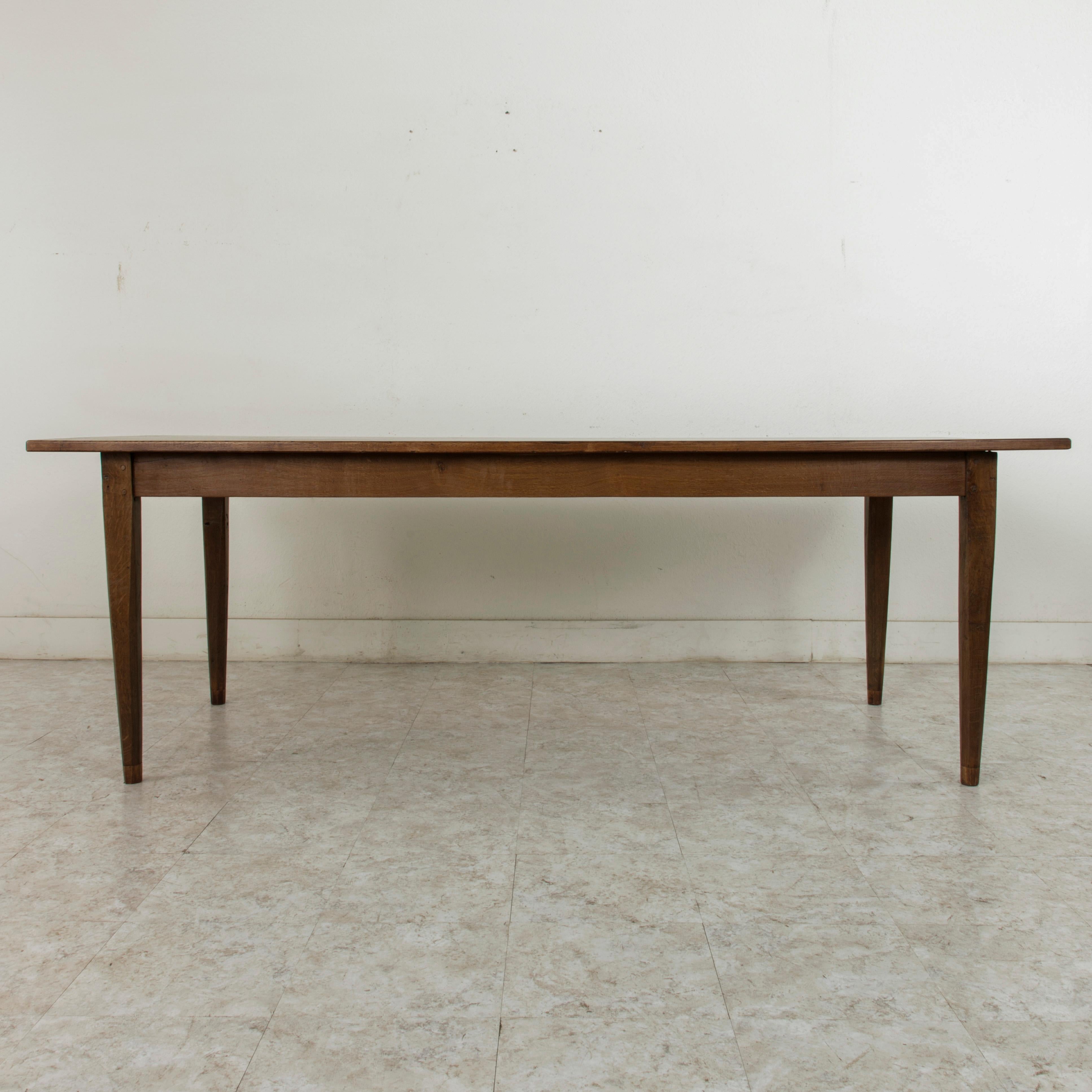 Early 20th Century French Artisan Made Oak Farm Table or Dining Table with Single-Drawer circa 1900