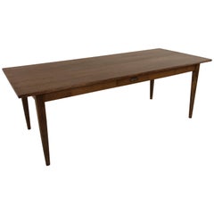 French Artisan Made Oak Farm Table or Dining Table with Single-Drawer circa 1900