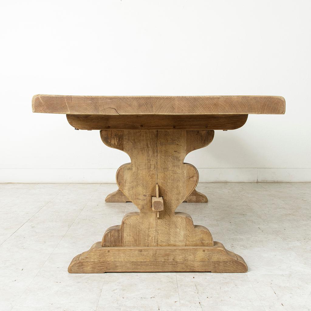 French Artisan-Made Oak Monastery Table, Farm Table, or Dining Table, circa 1900 In Good Condition In Fayetteville, AR