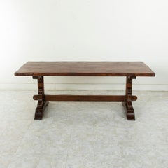 French Artisan-Made Oak Monastery Table, Trestle Dining Table, circa 1930s