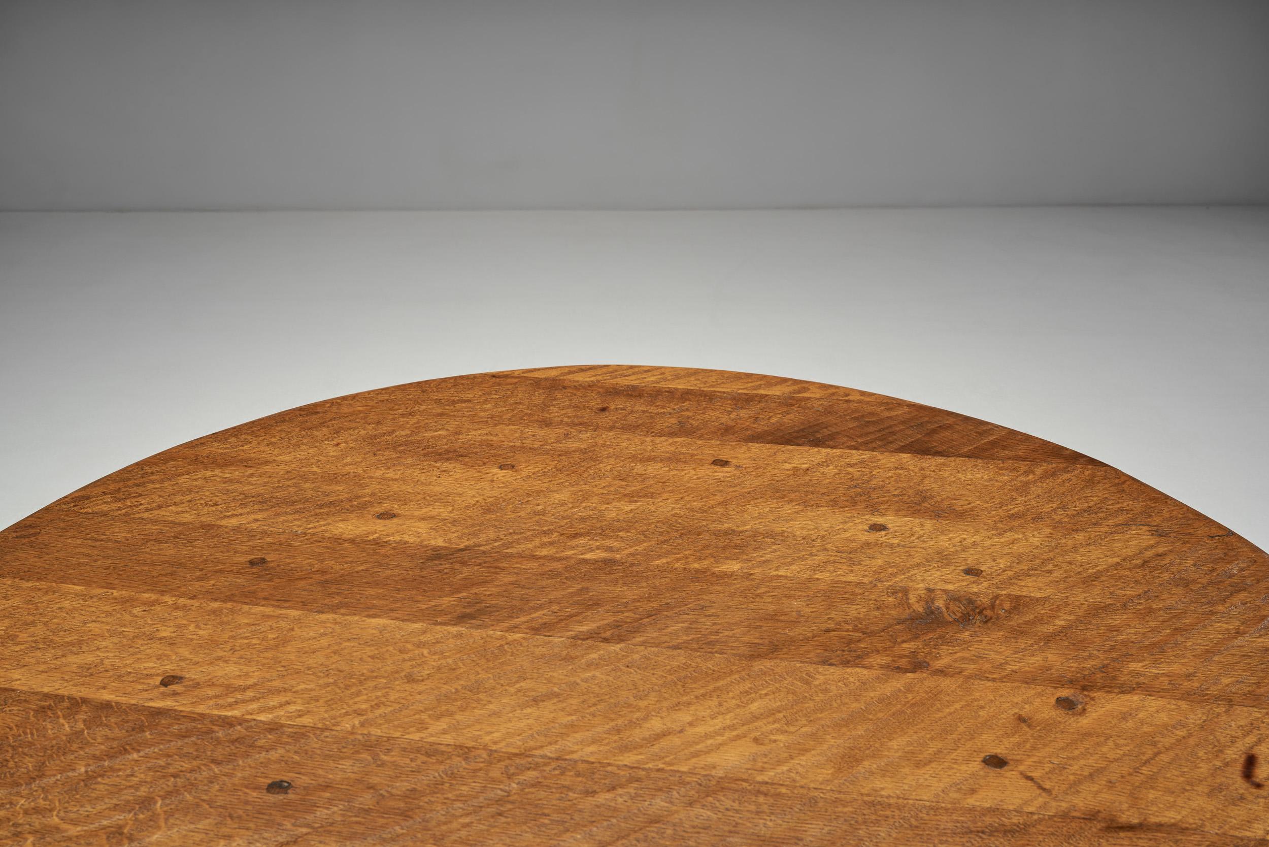 French Artisan Oak Coffee Table, France 1970s 1