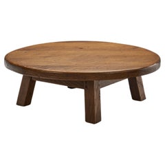 French Artisan Oak Coffee Table, France 1970s