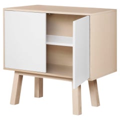 French artisanal 2-door white high wooden cabinet, by Eric Gizard, Paris