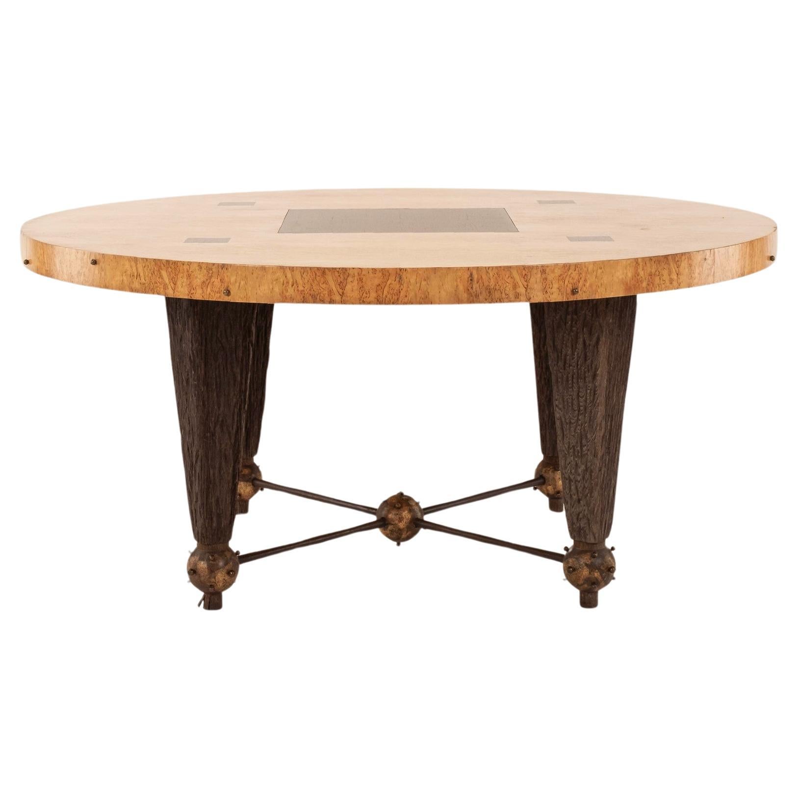 Mesa de Comedor Artesanal Brutalista Francesa