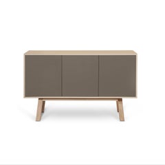 French artisanal gray chocolate 3-door sideboard, by designer Eric Gizard Paris