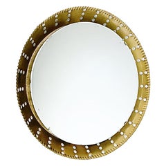 French Artisanal Illuminated Golden Sunburst Wall Mirror, 1960s, France