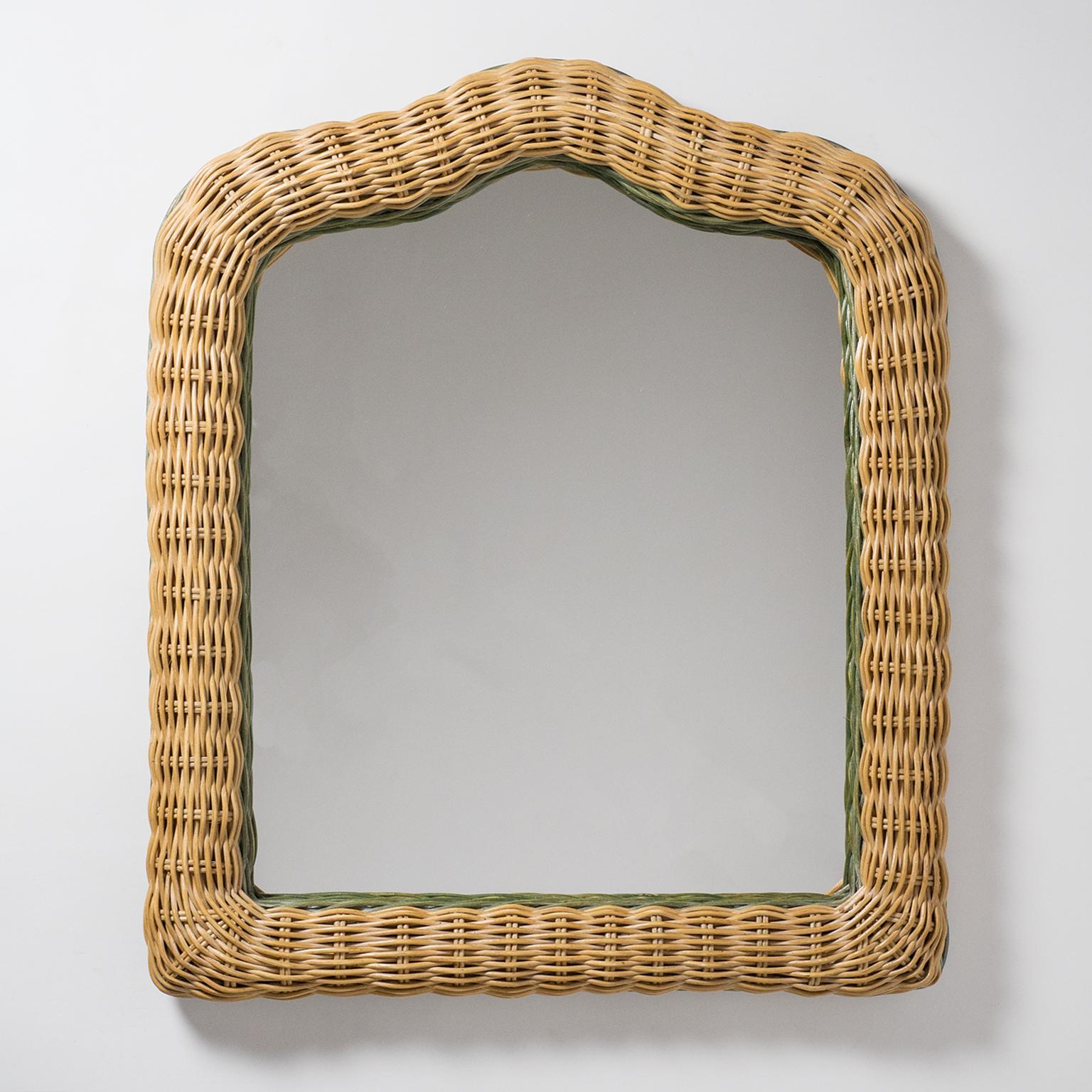 French Artisanal Rattan Mirror, 1960s In Good Condition In Vienna, AT