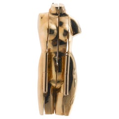 French Artisanal Unique Female Figure Gold Locket Brooch