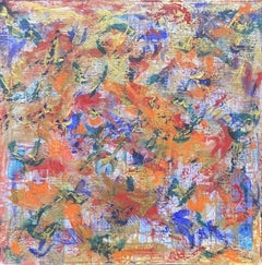 LARGE FRENCH CONTEMPORARY ABSTRACT PAINTING - FUSION OF COLORS BLURRED