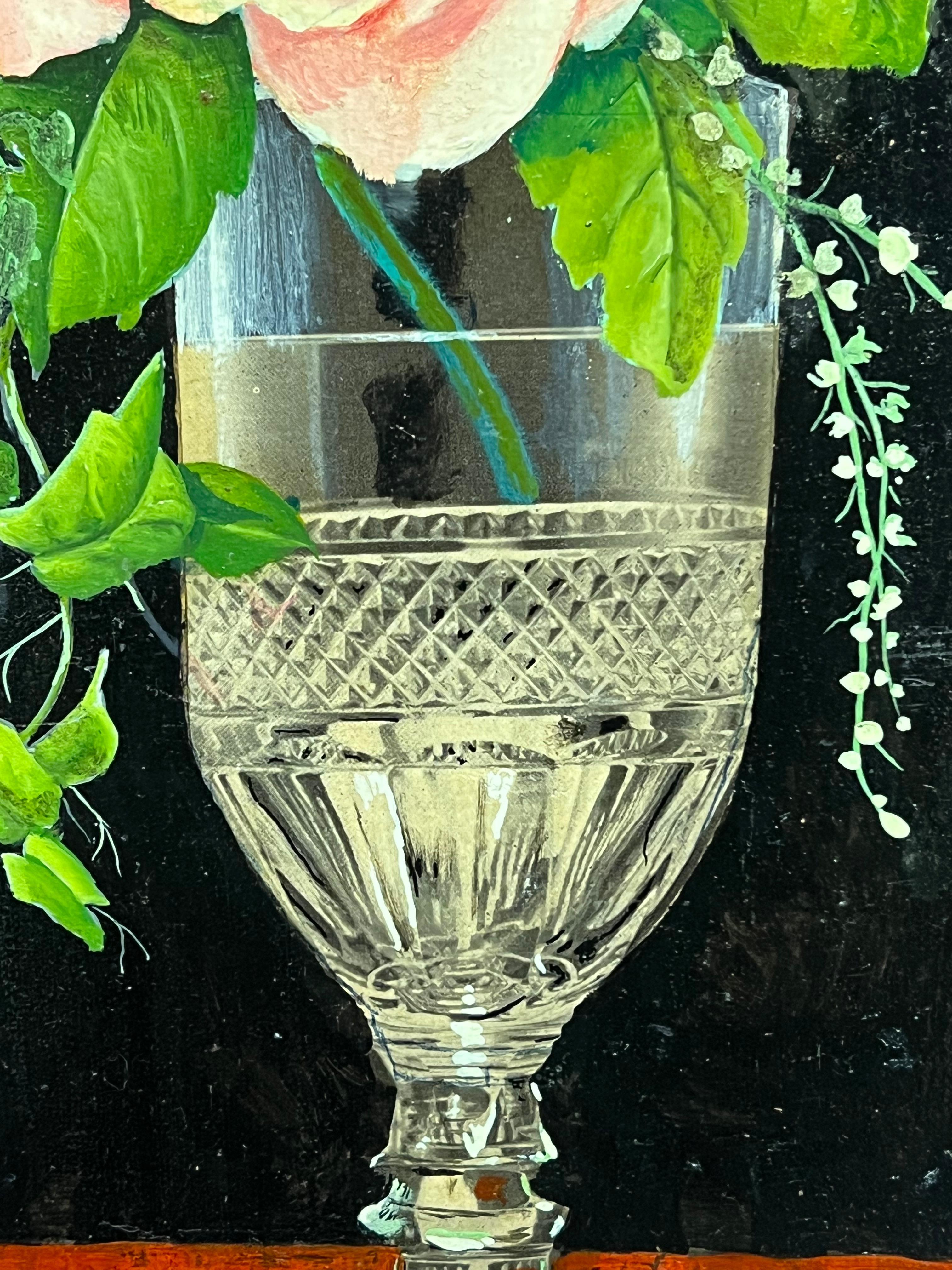 Ornate Flowers in Glass Vase
Pair of original French paintings, circa 1950's period
2 x oil paintings on unframed board, with added collage/ mixed media
each of the boards measures: 14.5 x 6.25 inches
condition: as a vintage work, there are very