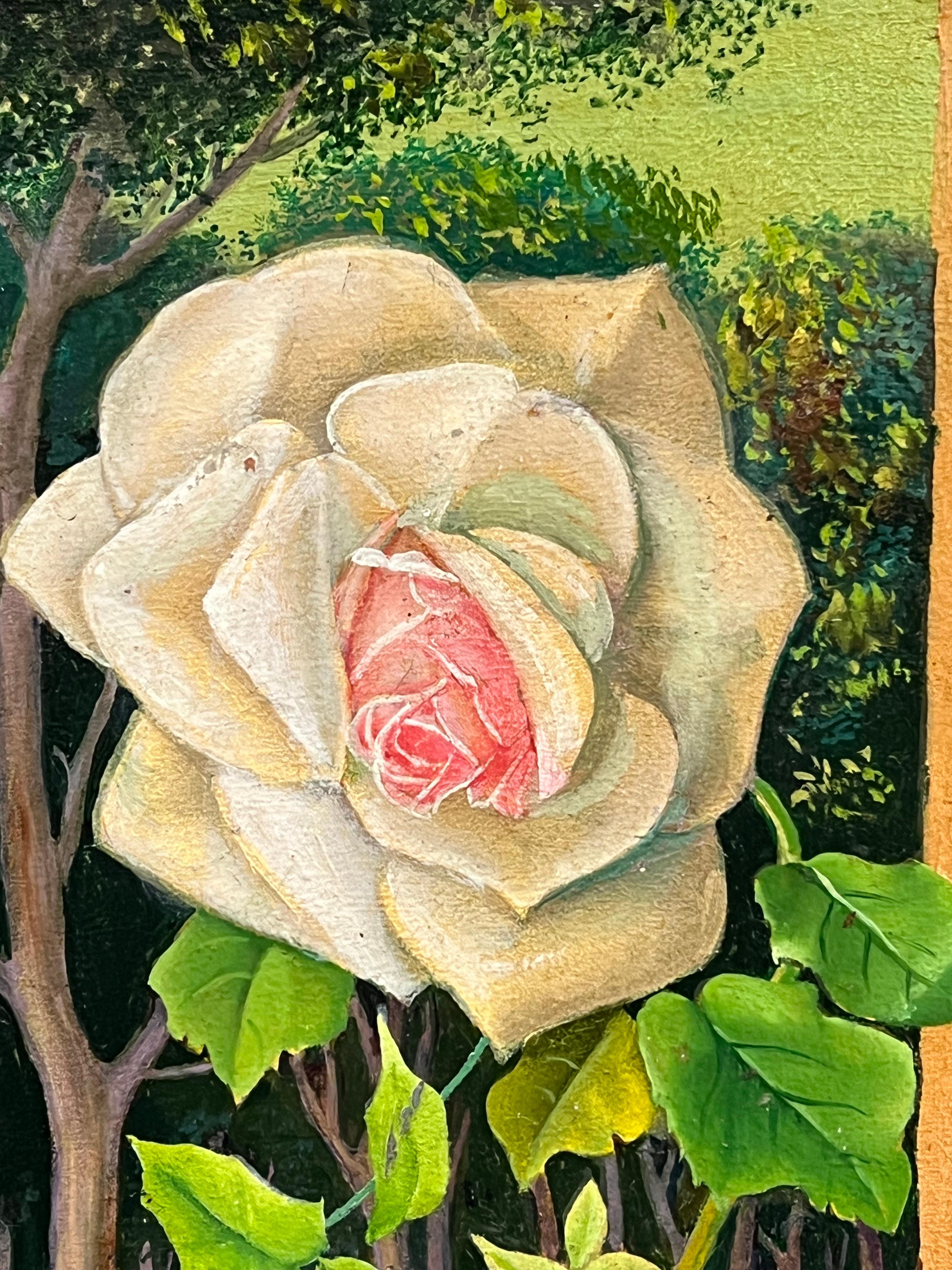 Coppia di nature morte francesi della metà del XX secolo che dipingono fiori ornati in un vaso di vetro - Painting Scuola francese di French artist