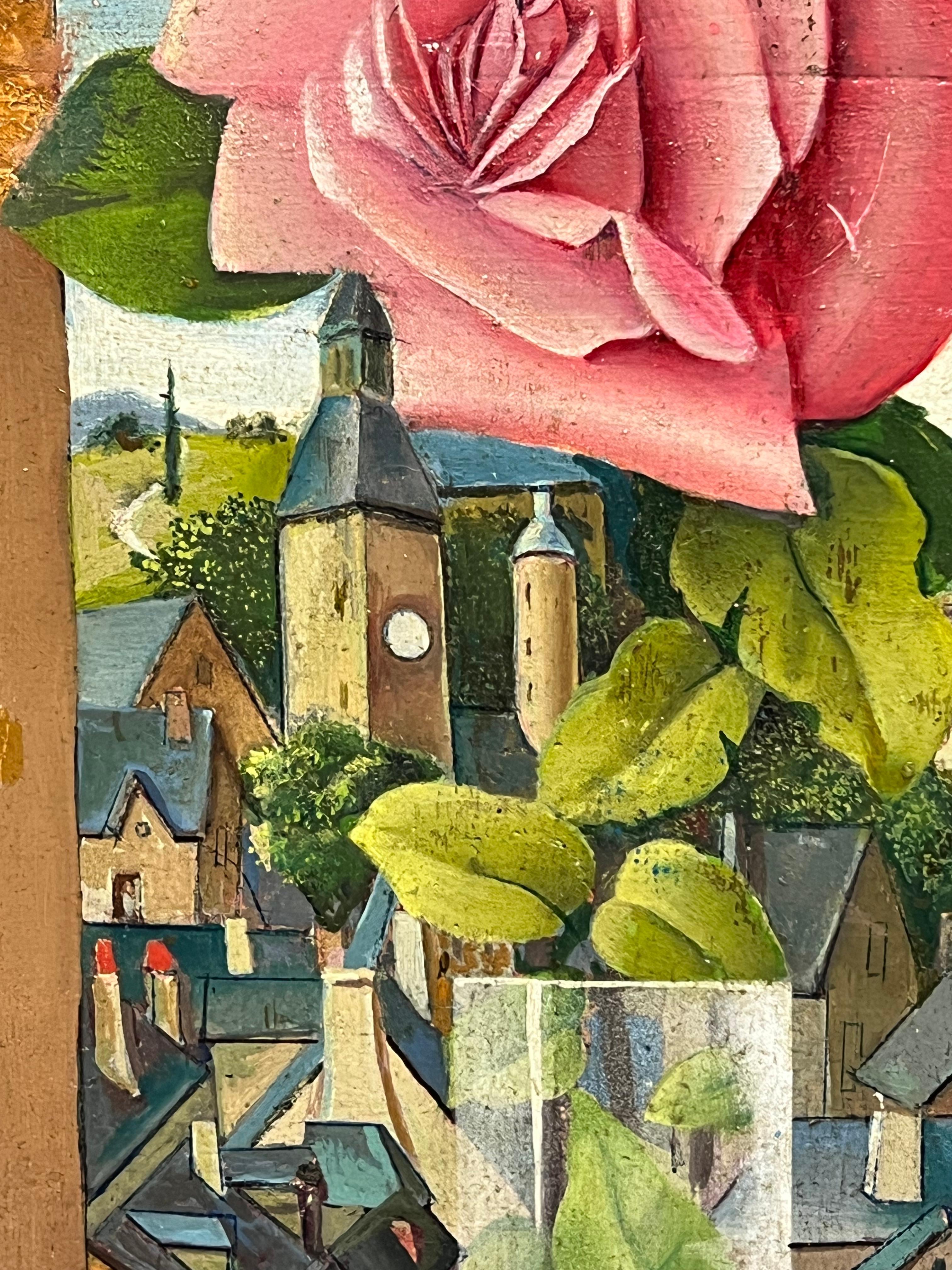 Coppia di nature morte francesi della metà del XX secolo che dipingono fiori ornati in un vaso di vetro in vendita 2
