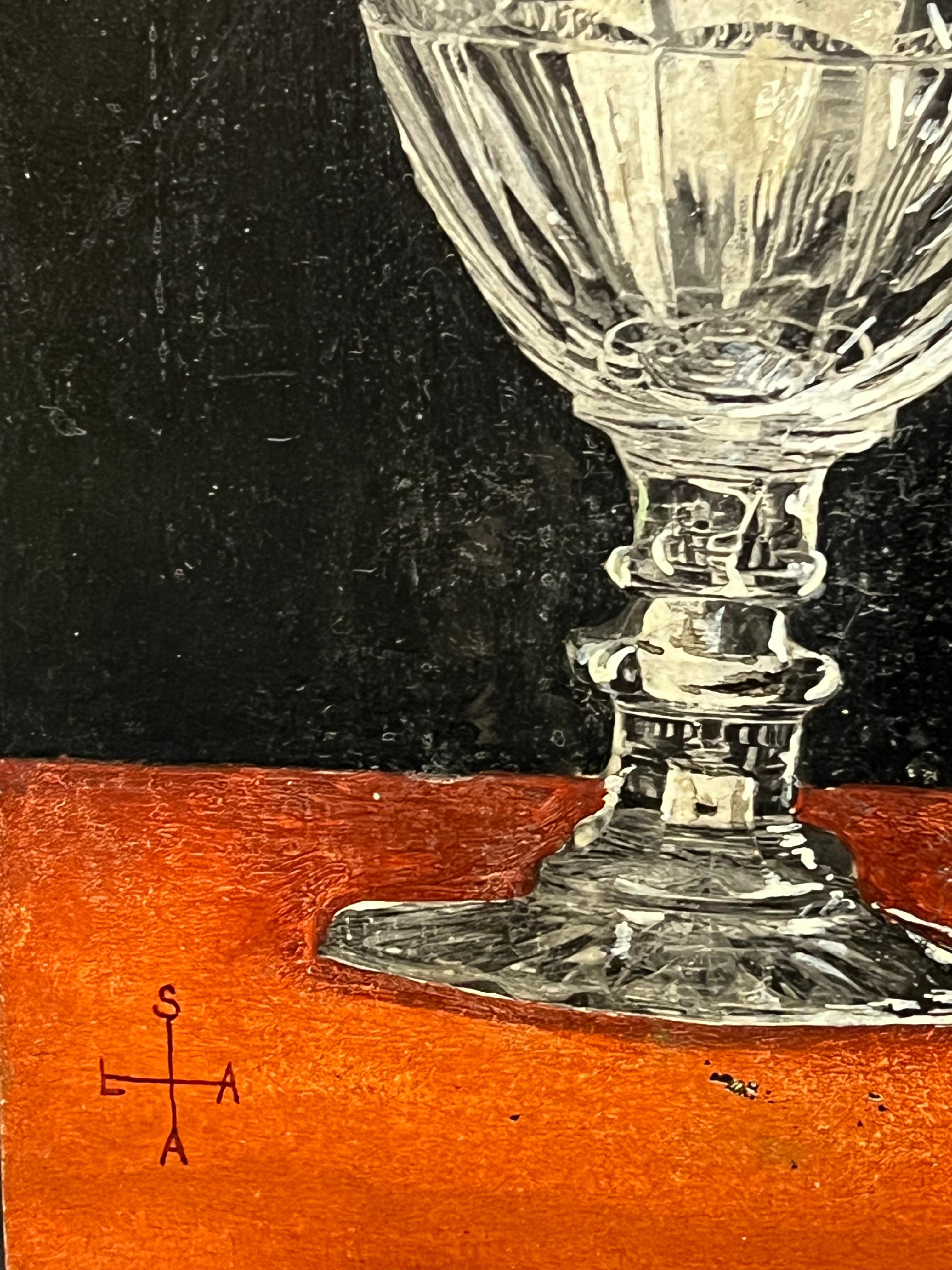 Pair Mid 20th Century French Still Life Painting Ornate Flowers in Glass Vase For Sale 5