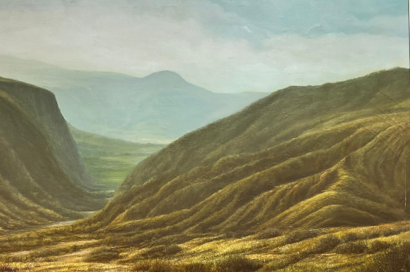 Artista/Scuola: Scuola francese, seconda metà del XX secolo, firmato

Titolo: Paesaggio della valle della gola

Medium: olio su tela, incorniciato

Incorniciato: 39 x 59 pollici
Pittura: 34 x 54 pollici

Provenienza: collezione privata, Regno