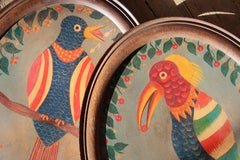 French Artist Jean Carrau (1920-1996) Love Birds Oil on Tin