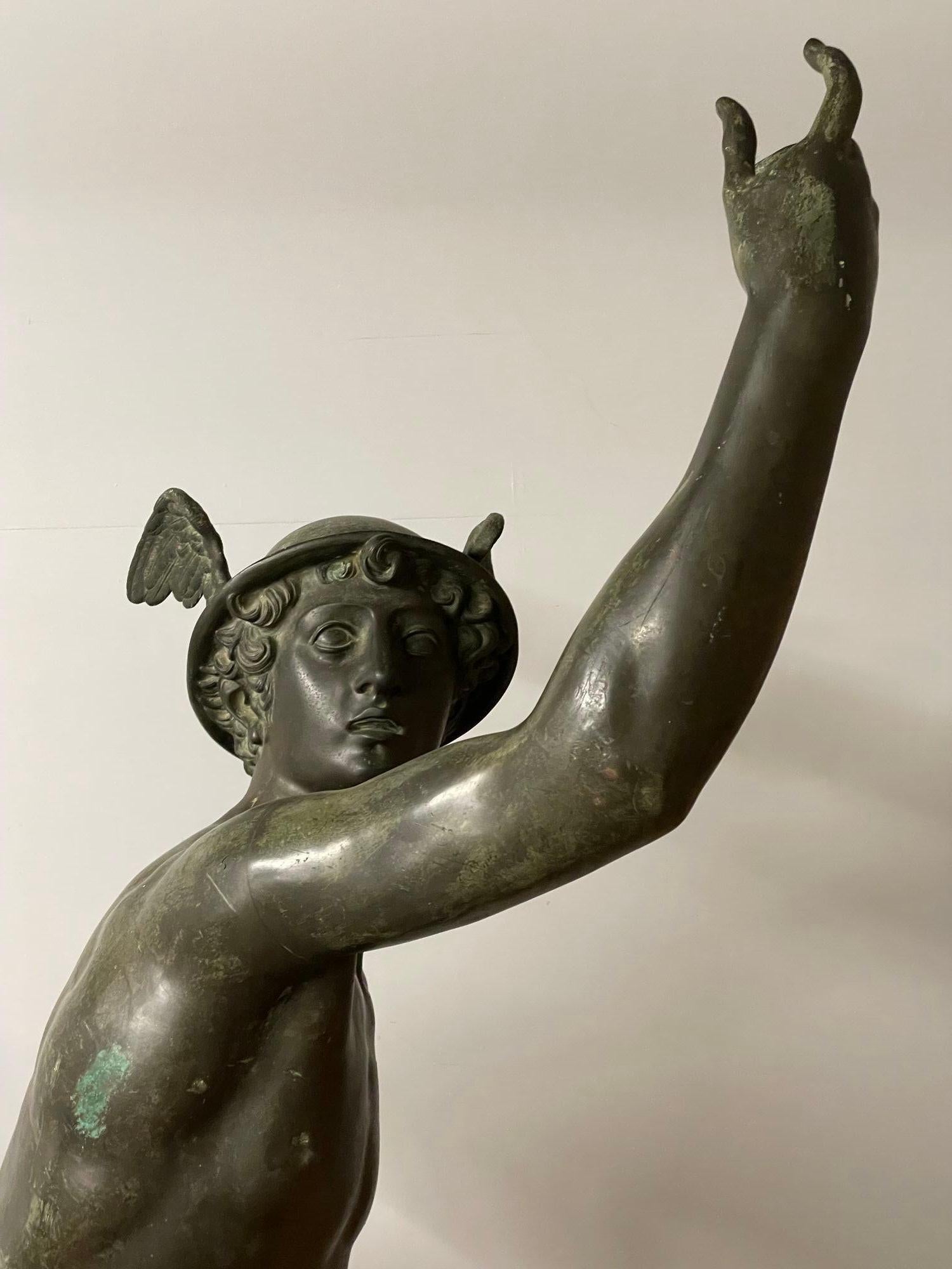 French Artist, Life-Size Statue of Hermes, Bronze, France, 18th Century For Sale 7
