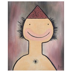 French artist. Oil on canvas. Humorous portrait in naïve style. 1954